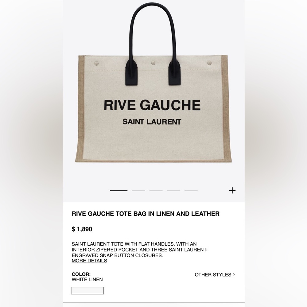 YSL RIVE GAUCHE TOTE BAG IN LINEN AND LEATHER.